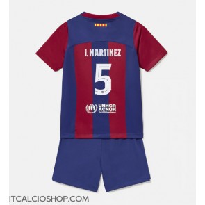 Barcelona Inigo Martinez #5 Prima Maglia Bambino 2023-24 Manica Corta (+ Pantaloni corti)